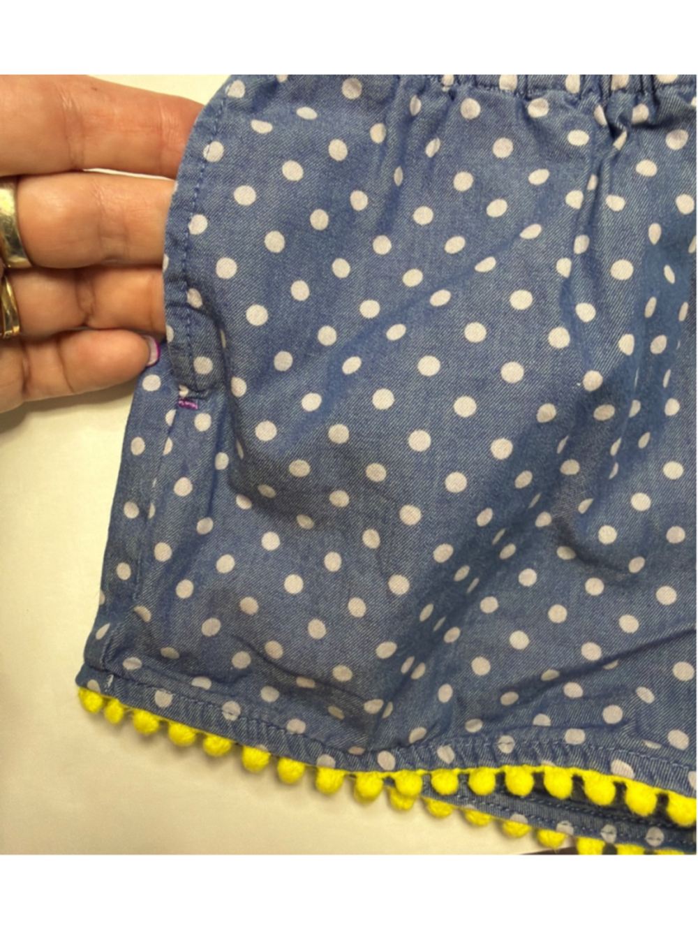 Toddler Girls Mini Boden Blue Polka Dot Romper with Yellow Trim 18-24 Months - Picture 4 of 6